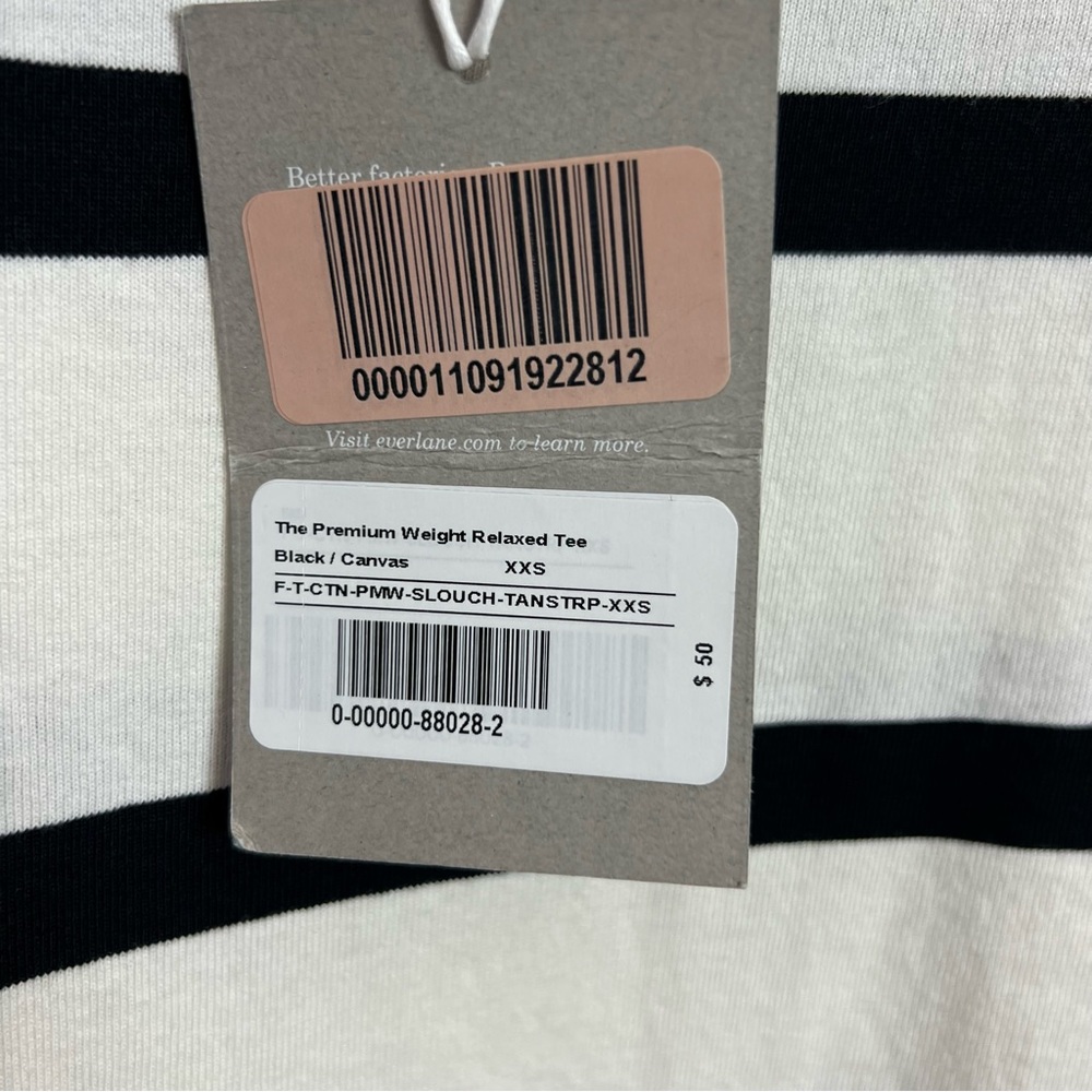 Everlane The Premium Weight Relaxed Striped Tee Shirt Women Organic Cotton New - Picture 6 of 8